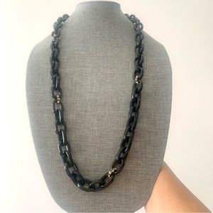 Fashion long necklace black links and rhinestone accents. Fun Vintage ac…